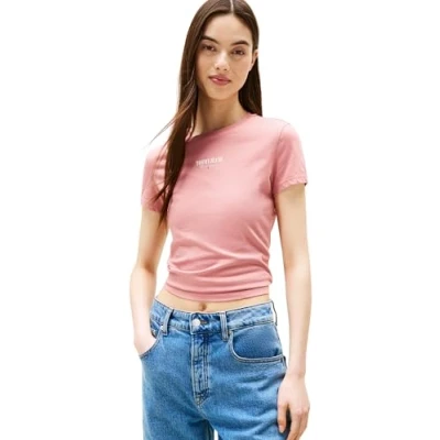 Abbildung von Tommy Jeans SLIM Essential LOGO TEE Tshirt basic, Damen, Größe: 32, Tahiti berry