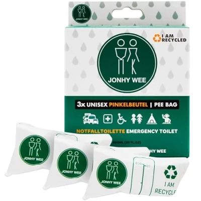 Abbildung von Jonhy Wee Campingtoilette Notfalltoilette/Pinkelbeutel 3x Unisex bis 600ml, (1 St)