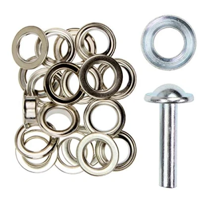Abbildung von Langlauf Schuhbedarf Ösen mit Scheibe und Werkzeug 4/5/8/11/14mm Silber/schwarz/Gold rostfrei (Silber 14mm)