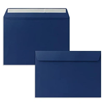 Abbildung von 25x Briefumschläge DIN C5 Dunkelblau (Blau) 16,2 x 22,9 cm Haftklebung Edle Kuverts für große Einladungen und Karten zum Geburtstag oder Hochzeit
