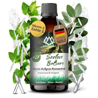 Abbildung von NORDHOLZ® Saunaaufguss [54 Sorten 15ml, 100ml, 250ml] Sauna Aufgussmittel für intensive &amp; erholsame Zubehör (#27 Seelen Balsam, 250ml)