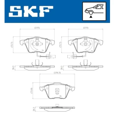 Abbildung von SKF VKBP 81038 E Bremsbelagsatz inkl. Verschleißwarnkontakt AUDI: A6 C5 Avant, Limousine, Allroad