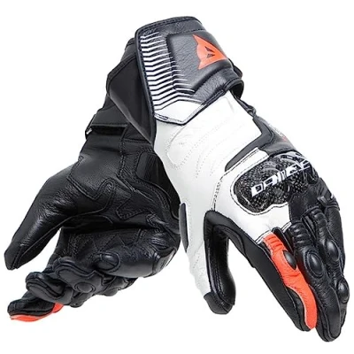 Abbildung von Dainese Carbon 4 Long Lady Gloves, Lange Sport Motorradhandschuhe aus Schafsleder mit Knöchelschützern Carbon, Frau, Schwarz/Weiß/Fluo Rot, S