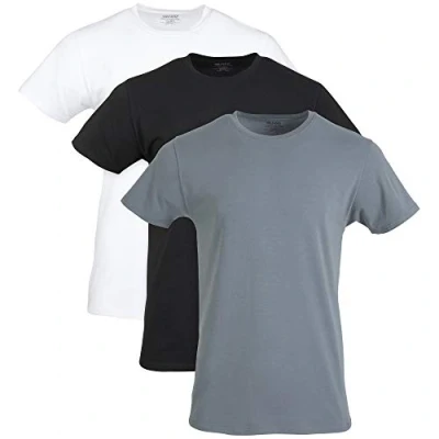 Abbildung von Gildan Herren Baumwoll Stretch T Shirts, Multipack Unterwäsche, Weiß/Schwarz Ruß/Grau Flanell (Crew 3er Pack), XX Large