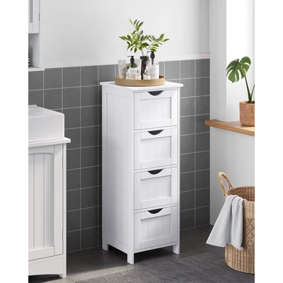 Abbildung von VASAGLE Badkommode Badezimmerschrank, mit 4 Schubladen, 30 x 82 cm