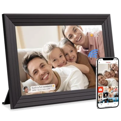 Abbildung von Elektronischer Digitaler Bilderrahmen WLAN Frameo 10,1 Zoll 32GB WiFi Digitale Photo Frame 1280x800 HD IPS Touchscreen Speicher Automatische Rotation Teilen Sie Fotos und Videos Sofort Luakug