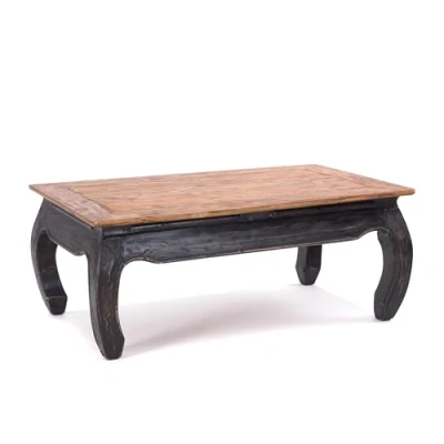 Abbildung von Design OPIUMTISCH East 100x60x41cm (BxTxH), Mahagoni Recyclingholz Beistelltisch, Couchtisch aus Vollholz Farbe: 04 schwarz Natur