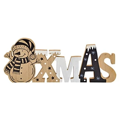 Abbildung von itsisa Deko Schriftzug Xmas Schneemann Holz L: 39cm Weihnachtsdekoration, Aufsteller Weihnachten, Advent