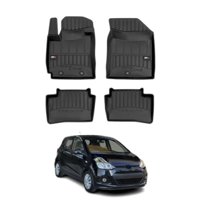 Abbildung von Fußmatten Gummimatten kompatibel mit Hyundai i10 II 2013 2019 OMAC Premium 3D Schwarz TPE Gummi