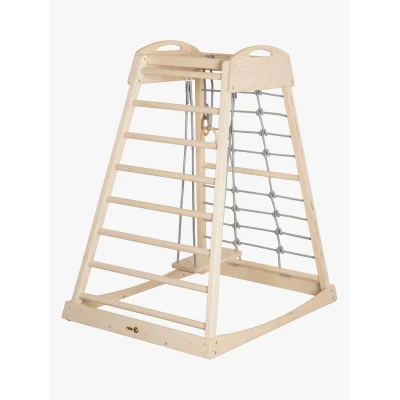 Abbildung von Roba Montessori Indoor Spielturm mit Schaukel &amp; Ringen, Natural/Grey