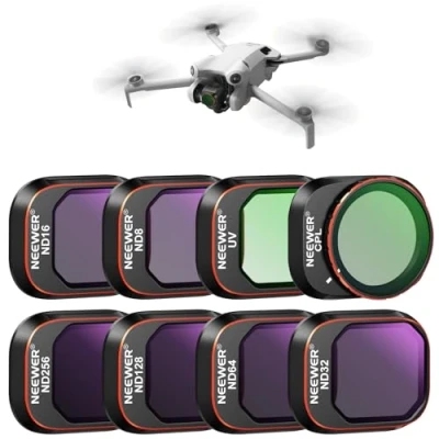 Abbildung von Neewer ND und CPL Filter Set, kompatibel mit DJI Mini 4 Pro, 8 Stück, UV, CPL, ND8, ND16, ND32, ND64, ND128, ND256, Polarisator, Neutraldichte Drohnenobjektivfilter, mehrfach beschichtetes