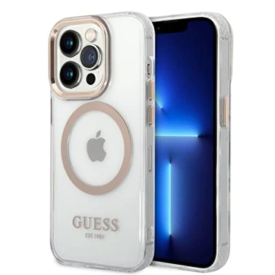 Abbildung von Guess GUHMP14XHTRMD Hülle für iPhone 14 Pro Max 6,7&quot; Gold/Gold Hard case Metal Outline