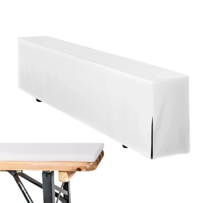Abbildung von TexDeko Bierbankhusse Premium für Bierzeltgarnitur 220cm strapazierfähig mit Polsterung Festzeltgarnitur Blickdicht waschbar (Weiß)