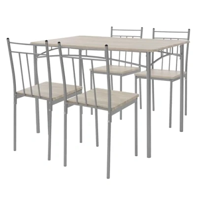 Abbildung von ML Design Esstisch mit 4 Stühlen, Eiche hell, Essgruppe Set 5 TLG für Personen, Holz, Esszimmerstühle Metallbeinen, Küchentisch Set, Esszimmergarnitur, Sitzgruppe Esszimmer Wohnzimmer Küche