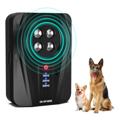 Abbildung von Anti Bell Gerät Hunde, 33FT Auto Antibell Ultraschall Gerät, Hunde Bellen Stoppen mit 3 Modi, Wiederaufladbares für Sichere Gegen Kleine und Große