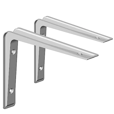 Abbildung von Element System Wandkonsole Alido leichte funktionelle Metall Konsole für diverse Anwendungen, ideal Wandregale 80 x 120 mm, Weiß, 2 Stück