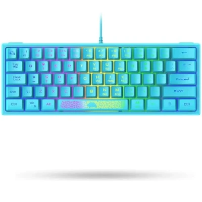Abbildung von LexonElec K61 60% Prozent Blau Mini Gaming Tastatur Pc RGB Beleuchtung UK Layout QWERTY Keyboard Mechanische Fühlen Ergonomie Anti Ghosting Double Shot Tastenkappen Für Laptop Computer