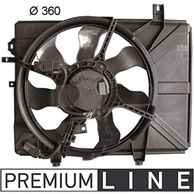 Abbildung von MAHLE ORIGINAL CFF 225 000P Lüfter für Fahrzeuge mit Klimaanlage 360mm 12V 120W elektrisch Kühlerlüfterrahmen (Zarge) integriertem Regler