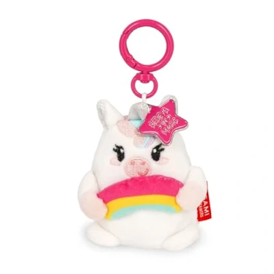 Abbildung von LEGAMI Super Soft! Einhorn Schlüsselanhänger, Plüsch Anhänger mit gravierter Nachricht und Karabinerhaken aus Zink, 7 x 11 cm, Weiß, S