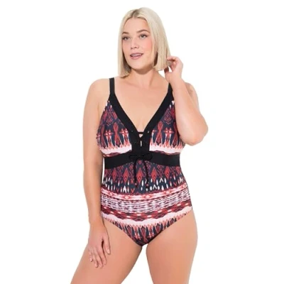 Abbildung von Ulla Popken Alpine Pattern Badeanzug, Damen, Größe: 42, Navy