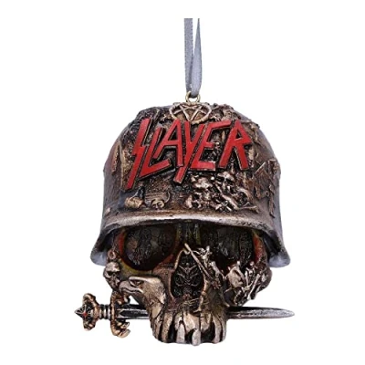 Abbildung von Nemesis Now Slayer Totenkopf Hängende Ornament 8cm, Bronze, Harz, Offiziell lizenzierte Merchandise, Helmschädel Design, in Harz gegossen, sorgfältig handbemalt