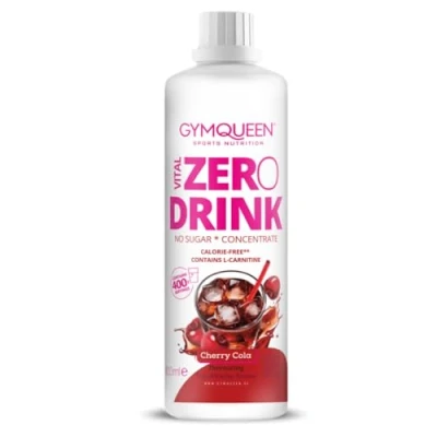 Abbildung von GymQueen Zero Drink Cola Kirsche 1000ml, kalorienarmes und zuckerfreies Getränkekonzentrat, angereichert mit B Vitaminen Carnitin, Getränke Sirup für Erfrischungsgetränke