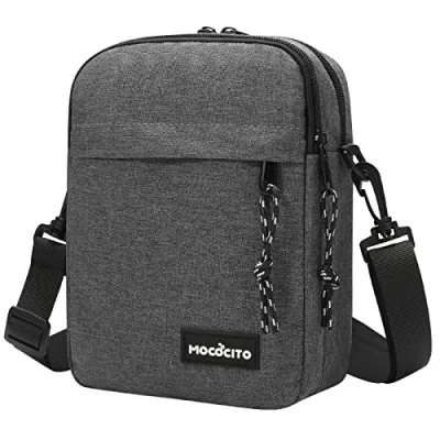 Abbildung von MOCOCITO Umhängetasche, Schultertasche für Herren, Kuriertasche aus Nylon, Messenger Bag Tägliches Leben Reise(Groß Grau)
