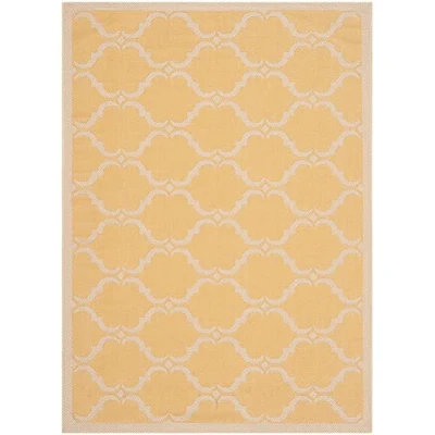 Abbildung von SAFAVIEH Geometrisch Teppich für Wohnzimmer, Esszimmer, Schlafzimmer Courtyard Collection, Kurzer Flor, Gelb und Beige, 79 X 152 cm