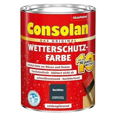 Abbildung von Consolan Wetterschutzfarbe 750 ml Nachtblau Deckend Holzschutz Außen