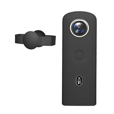 Abbildung von Fututech Schutzhülle aus Silikon mit Objektivdeckel für Ricoh Theta SC2 360 Action Kamera, kratzfest, staubdicht, Ersatzteil (schwarz)