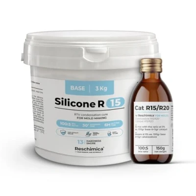 Abbildung von Reschimica Premium abformsilikon R15 Flüssig Silikonkautschuk zur Erstellung von Silikonformen,dubliersilikon, abdruckmasse, Silikon für DIY Harzformen,Selbstentlüftend (3 kg)