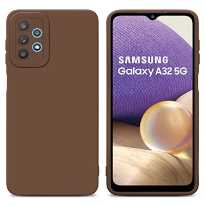 Abbildung von Cadorabo Hülle kompatibel mit Samsung Galaxy A32 5G Schutzhülle TPU Silikon Case Liquid Design Kameraschutz Slim Kratzfest Weiche Gummi Rundumschutz für in Braun