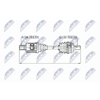 Abbildung von NTY NPW ME 035 Antriebswelle Vorderachse links 546 MERCEDES BENZ: S Klasse Limousine, E T modell, Limousine