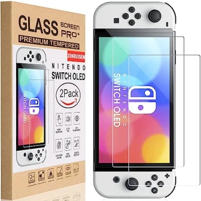 Abbildung von XINRUISEN 2 Stück Panzerglas Schutzfolie für Nintendo Switch OLED,Displayschutz Panzerfolie OLED NEW Modell Screen Protector Panzerglasfolie Schutzglas Folie Displayschutzfolie Glas