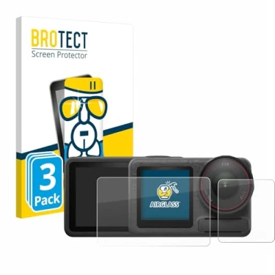 Abbildung von BROTECT Schutzglas für DJI Osmo Action 5 Pro (case friendly) (3 Stück) Schutzfolie Panzer Folie Glas [Extrem Kratzfest 9H, Anti Fingerprint,