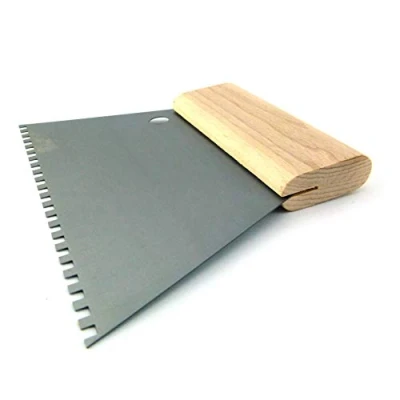 Abbildung von Schwan Kleberspachtel, Stahl, 180 mm, gezahnt/ungezahnt, Buchenholzrücken, TBK zertifiziert, für Bodenbelag, Parkett und Fliesen