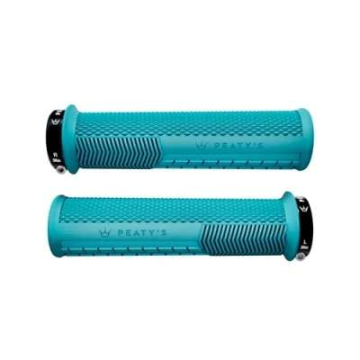 Abbildung von Peaty&#039;s Monarch Grips Blau/Rändel/Dünn Rennkontrolle, langlebig, ergonomische Fingerstangen, Komfort Daumenpolster, ganztägiges Reiten, Allwetter &amp; Gelände, MTB Enduro Downhill E Bike Mountainbike