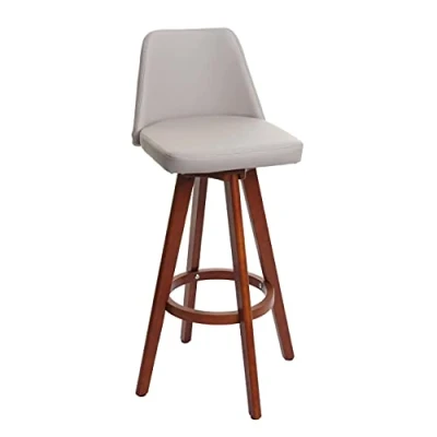 Abbildung von Mendler Barhocker HWC C43, Barstuhl Tresenhocker, Holz Kunstleder drehbar Taupe