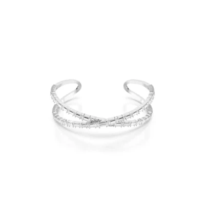 Abbildung von Swarovski Hyperbola CUFF Armband silvercoloured, Damen, Größe: Medium, Silver coloured