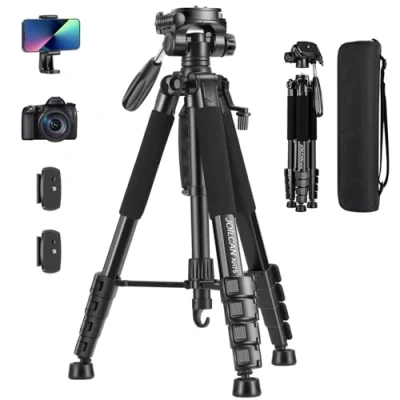 Abbildung von JOILCAN Kamera Stativ, 187cm Fotostativ mit Abnehmbar Kopf, Camera Tripod Tragetasche für Canon Nikon DSLR Mirrorless, Aluminium Dreibeinstativ Tragkraft 5kg Handyhalterung for Smartphone
