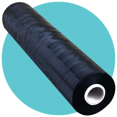 Abbildung von Triplast Schrumpffolie für Paletten, dehnbar, 400 mm x 250 m, schwarz