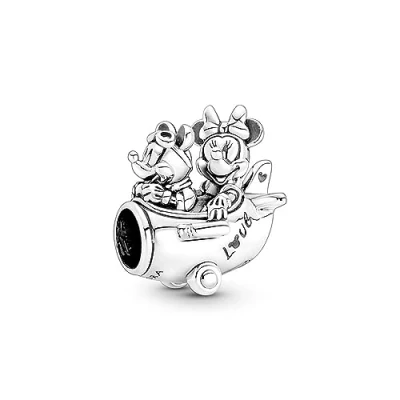 Abbildung von PANDORA DISNEY Charm &quot;Mickey &amp; Minnie im Flugzeug&quot; silber 790108C00