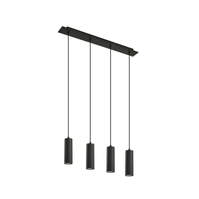 Abbildung von Lindby Hängeleuchte Joffrey, dimmbar, Leuchtmittel nicht inklusive, Modern, Metall, Schwarz, 4 flammig, GU10, Deckenlampe, Esstischlampe