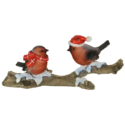 Abbildung von I.GE.A. Dekofigur &quot;Vögel auf Baumstamm&quot;, Tierfigur Ast Statue Herbstdeko Winterdeko Weihnachtsdeko Deko