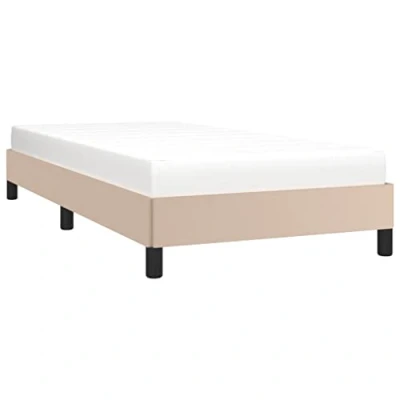 Abbildung von vidaXL Polsterbett, Bett Bettgestell mit Lattenrost, Schlafzimmerbett Einzelbett Stützbeinen, Bettrahmen Schlafzimmermöbel, Cappuccino Braun 100x200cm Kunstleder