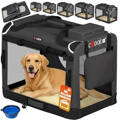 Abbildung von CADOCA® Hundebox faltbar Transportbox XXXL 101x70x70cm robust atmungsaktiv Transporttasche Auto Rückbank Haustiertransportbox Hundetragetasche Anthrazit
