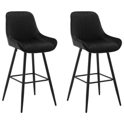 Abbildung von WOLTU 2er Set Barhocker, Barstuhl, Küchenhocker, Tresenhocker, Bistrohocker, Design Hocker, mit Rückenlehne Fußstütze, gepolsterter Stuhl, aus Samt Metallbeinen, Schwarz, BH394sz 2
