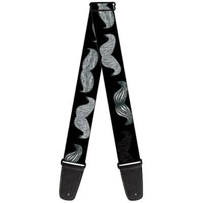 Abbildung von buckle down Gitarrengurt 2&quot; Wide 29 54&quot; Length Mustache Sketch Black/White