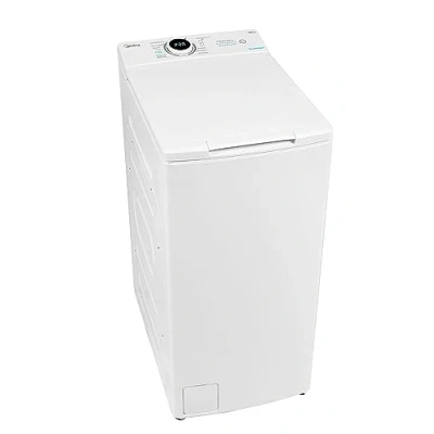 Abbildung von Midea Waschmaschine Toplader MF10ET60B, 6 kg, 1200 U/min, EEK A, Inverter Mortor, Dampffunktion, XL Tür, Kurz 15&#039;&amp;45&#039;, AquaStop