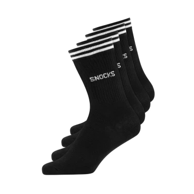 Abbildung von Snocks HOHE MIT Streifen 4 PACK Socken schwarzweiß, Größe: 47 50, Schwarz weiß